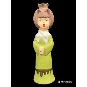 Vtg‎ Christmas Caroler Candlestick Holder Ceramic Mold Handpainted 11.5 in